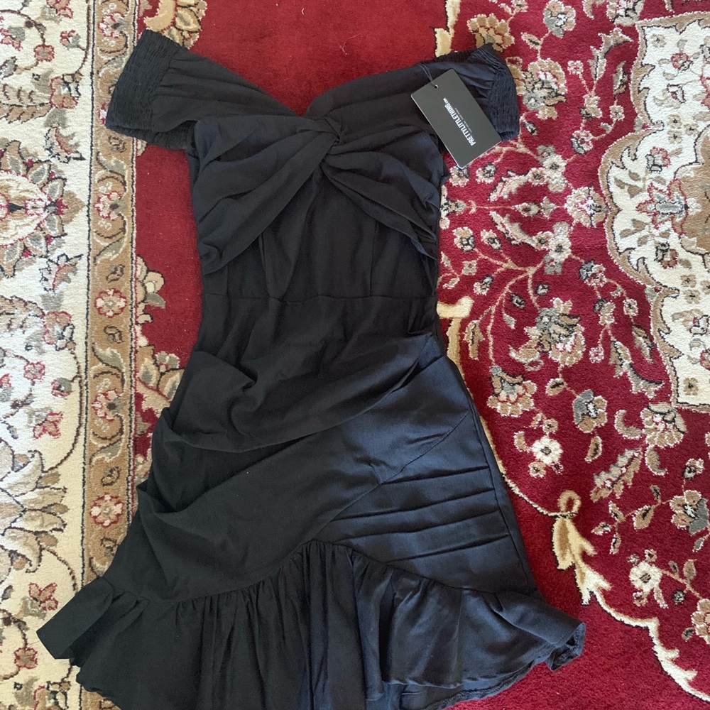 Pretty Little Thing Black Bardot Dress - Picture 2 of 5